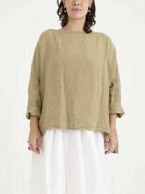Metta Melbourne Sailor Boxy Top in Light Linen Flax Australia One Size O/S